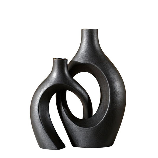 Vase en ceramique, 17,4x8,1xH28,5cm et 15,6x8,4xH21,6cm
