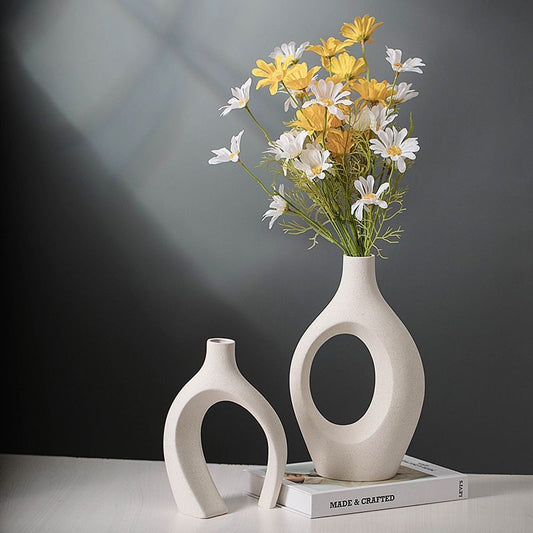 Vase en ceramique, 17,4x8,1xH28,5cm et 15,6x8,4xH21,6cm