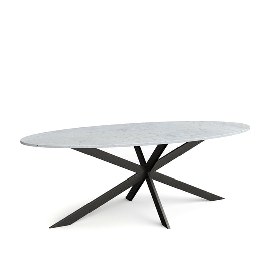 Table a manger ovale avec plateau en vrai marbre, 200x100x76cm - VENISE