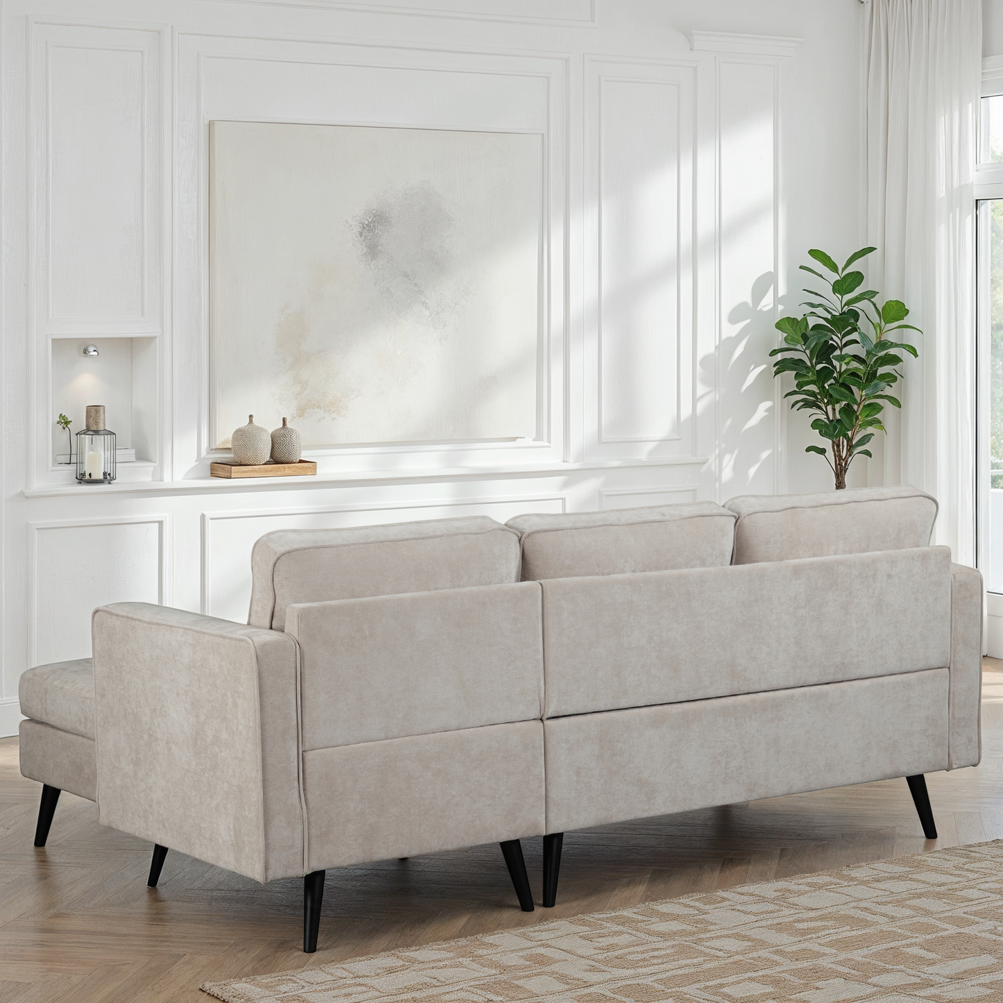 Canapé d'angle en tissu anti tache, 210x149xH91CM - SASHA