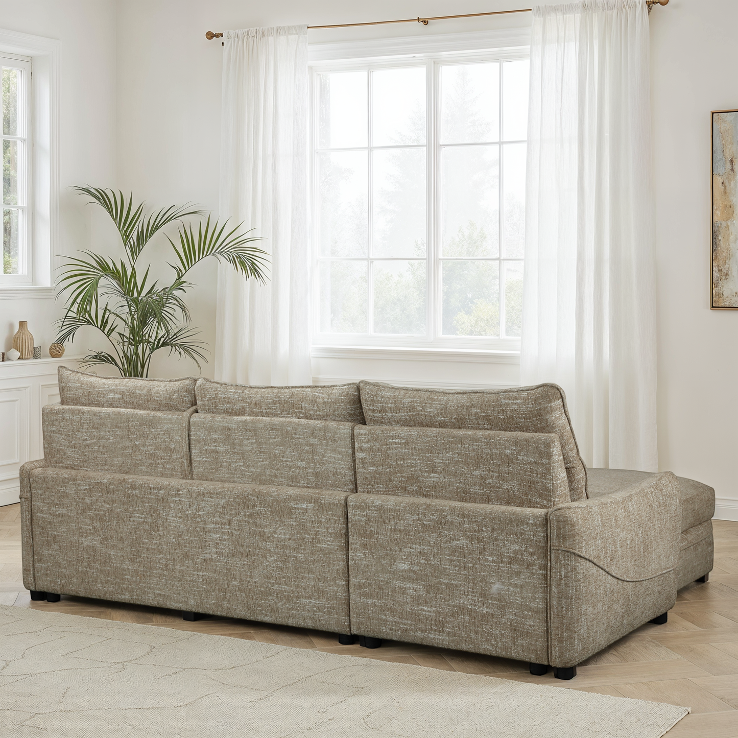 Canapé d'angle en tissu anti tache convertible, 272x164xH100CM - MARKO