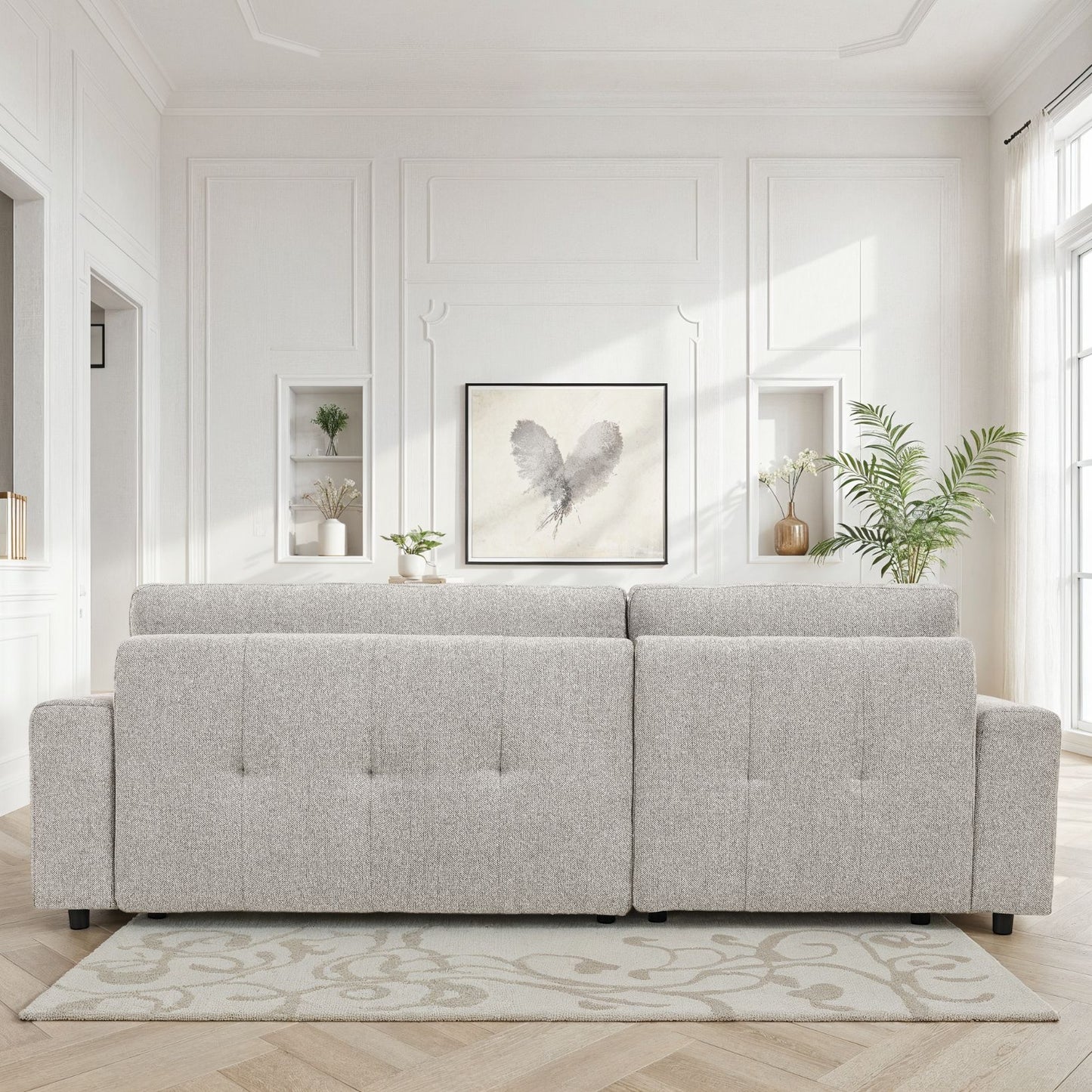 Canapé d'angle en tissu anti tache convertible, 250x156xH85CM - PABLO