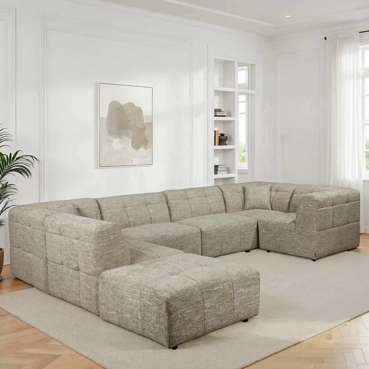 Canapé d'angle / pouf en tissu anti tache - MIRO