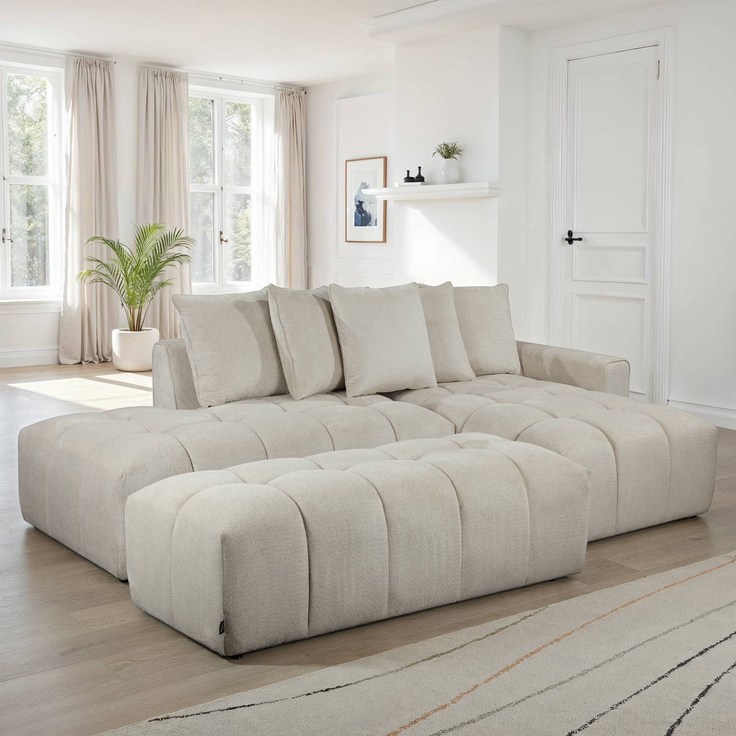 Canapé d'angle en tissu anti tache, 270x162xH97CM - MAGEVE