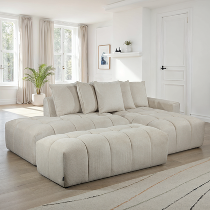 Canapé d'angle en tissu anti tache, 270x162xH97CM - MAGEVE