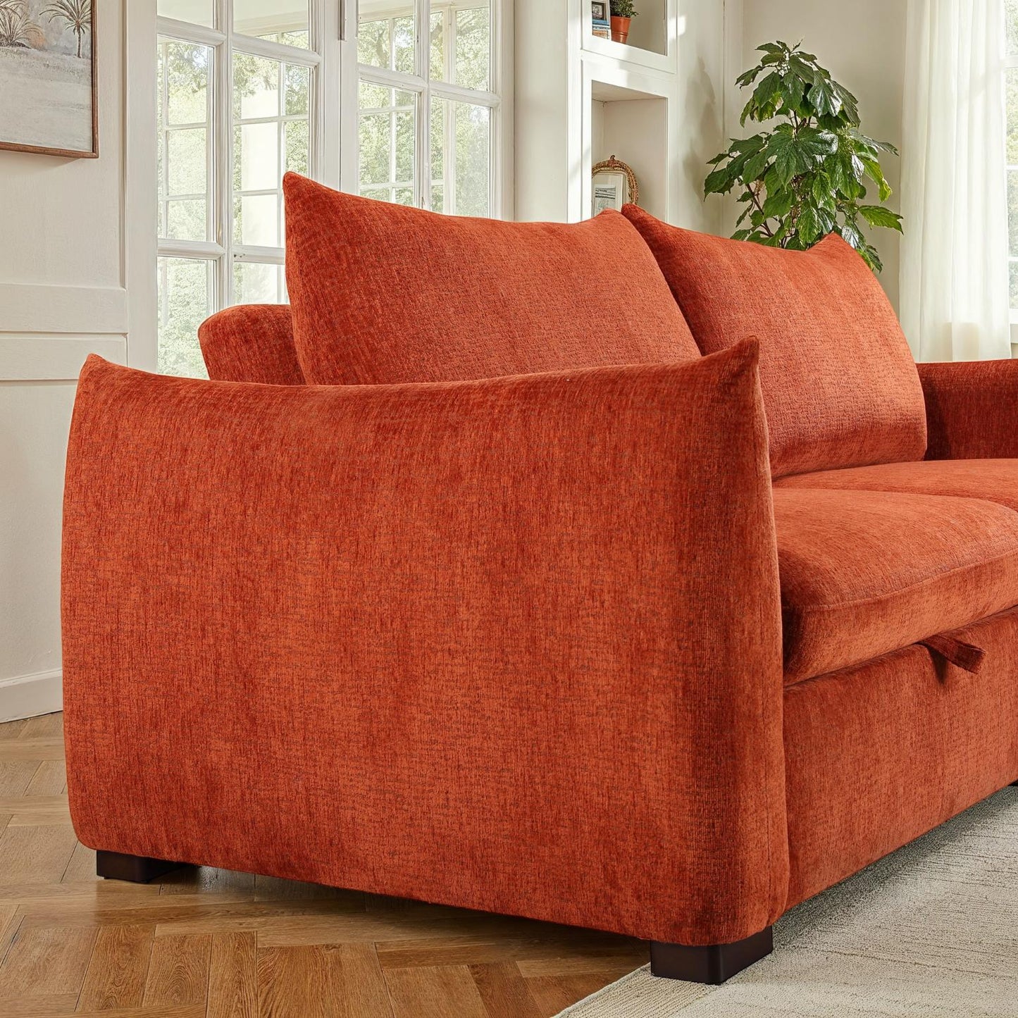 Canapé convertible clic-clac avec coffre convertible en tissu anti tache, 206x101xH93CM - NAOMI