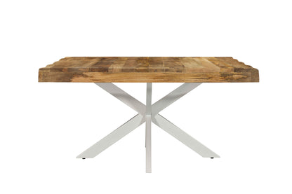 Table à manger carré avec plateau en bois ondulé, EP10CM, H76CM - ISIS