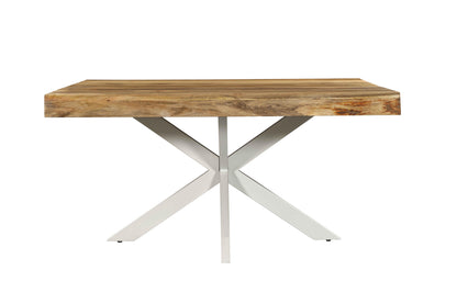 Table à manger carré avec plateau en bois ondulé, EP10CM, H76CM - ISIS