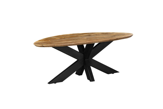 Table basse en bois avec pieds en métal noir, 120x60xH45CM, EP3CM - ARES