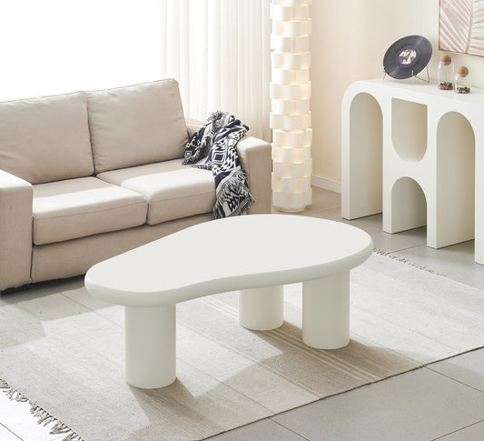 Table basse effet pierre travertin, 130x80xH41,5cm - CARLA