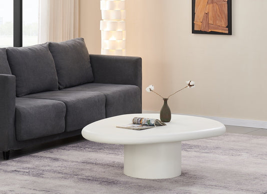 Table basse effet pierre travertin, 110X90XH34CM - CARLA