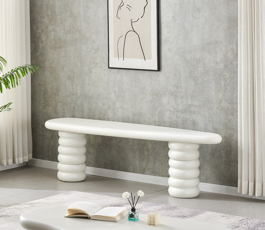 Meuble TV effet pierre travertin, 160x40xH51CM - CARLA