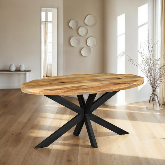 Table à manger ovale avec plateau en bois ondulé, EP6CM, H76CM-POPPY