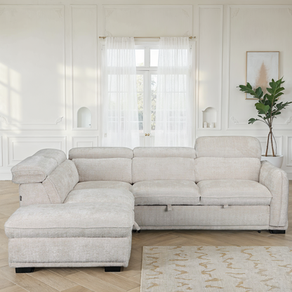 Canapé d'angle convertible en tissu avec coffre rangement, H79/98CM - VENICE