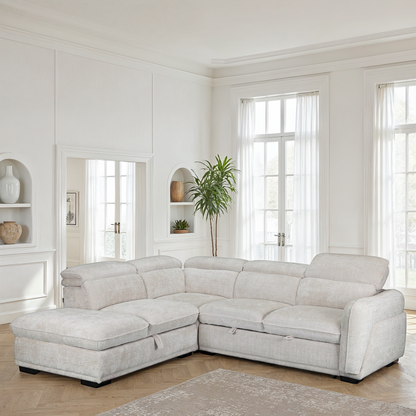 Canapé d'angle convertible en tissu avec coffre rangement, H79/98CM - VENICE