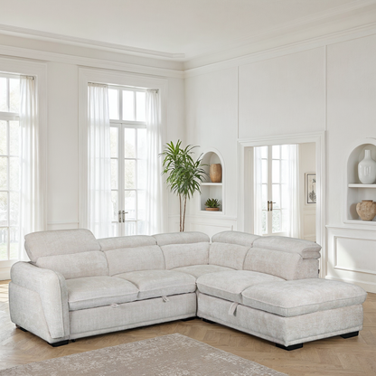 Canapé d'angle convertible en tissu avec coffre rangement, H79/98CM - VENICE