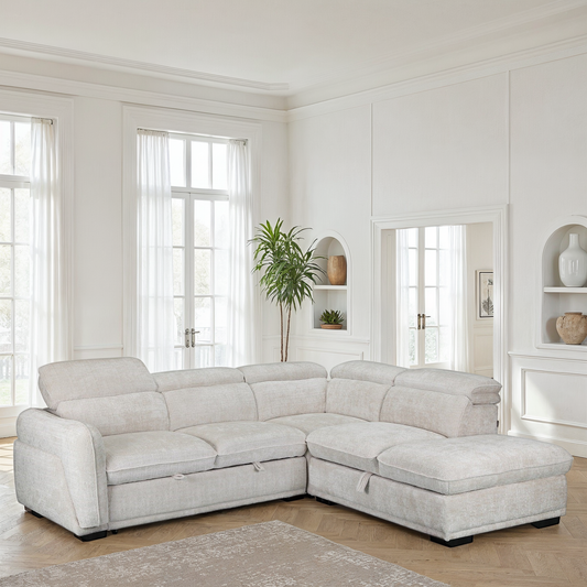 Canapé d'angle convertible en tissu avec coffre rangement, H79/98CM - VENICE