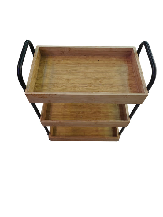 Chariot à plateaux en bois 2 étages, 32x22CM