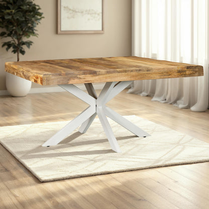 Table à manger carré avec plateau en bois ondulé, EP10CM, H76CM - ISIS