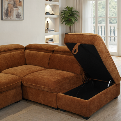 Canapé d'angle en tissu anti tache, 257x231xH81CM - YAEL