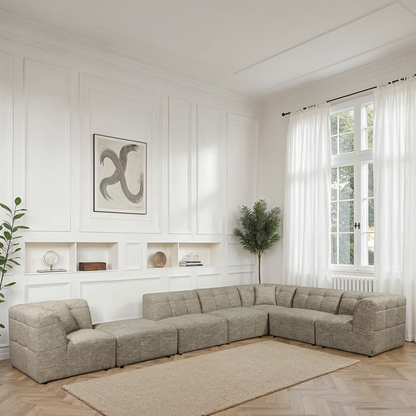 Canapé d'angle / pouf en tissu anti tache - MIRO