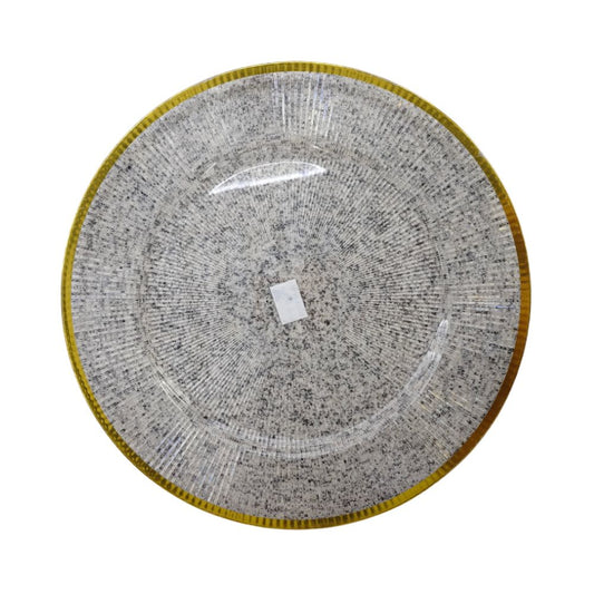 Assiette en verre transparent avec bord doré, D33CM