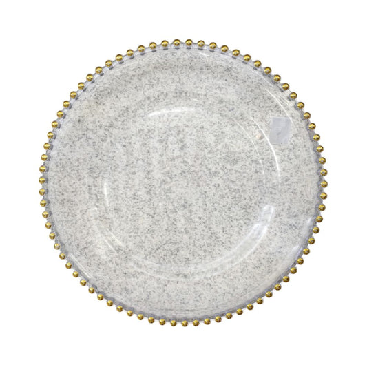 Assiette en verre transparent avec bord doré, D33CM