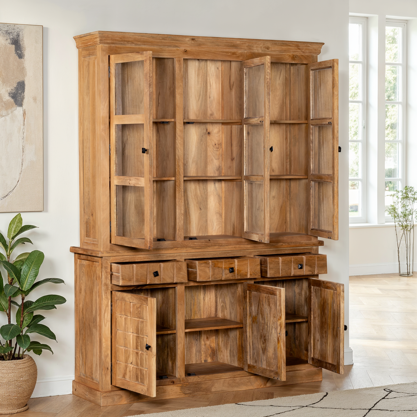 Vaisselier en bois de manguier, H220CM - MARIA