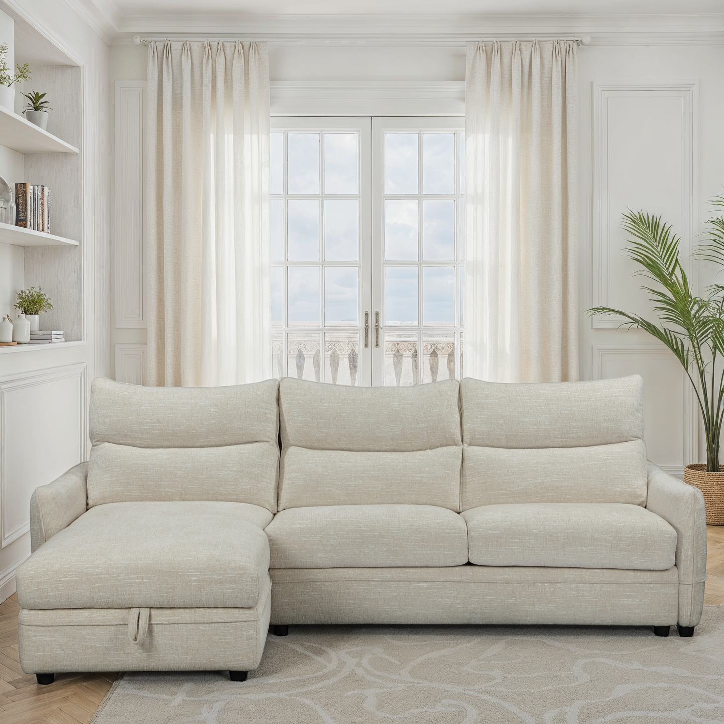 Canapé d'angle en tissu anti tache convertible, 272x164xH100CM - MARKO