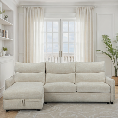 Canapé d'angle en tissu anti tache convertible, 272x164xH100CM - MARKO