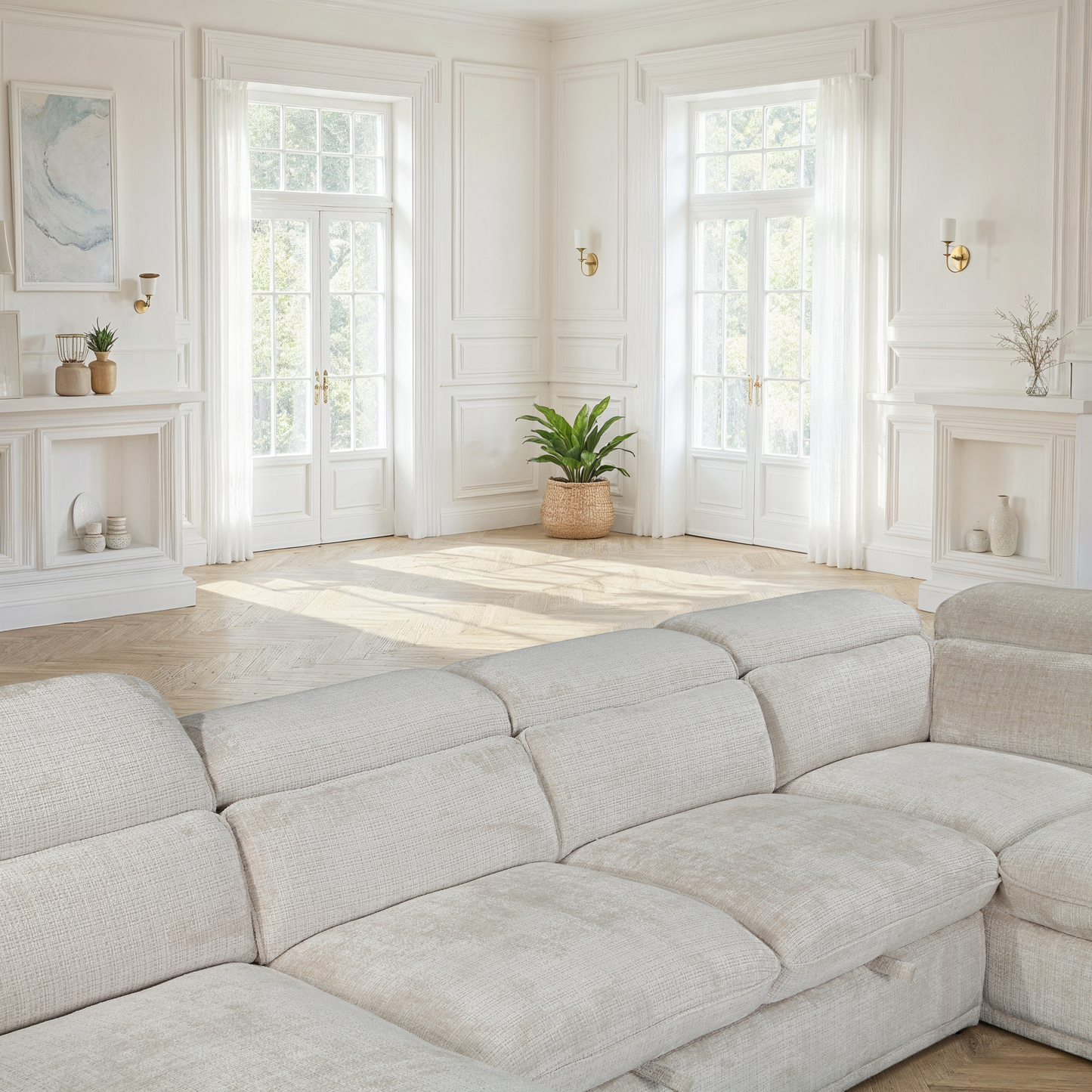 Canapé d'angle convertible en tissu avec coffre rangement, H79/98CM - VENICE