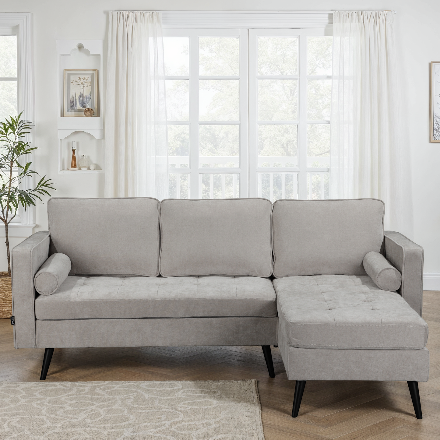 Canapé d'angle en tissu anti tache, 210x149xH91CM - SASHA