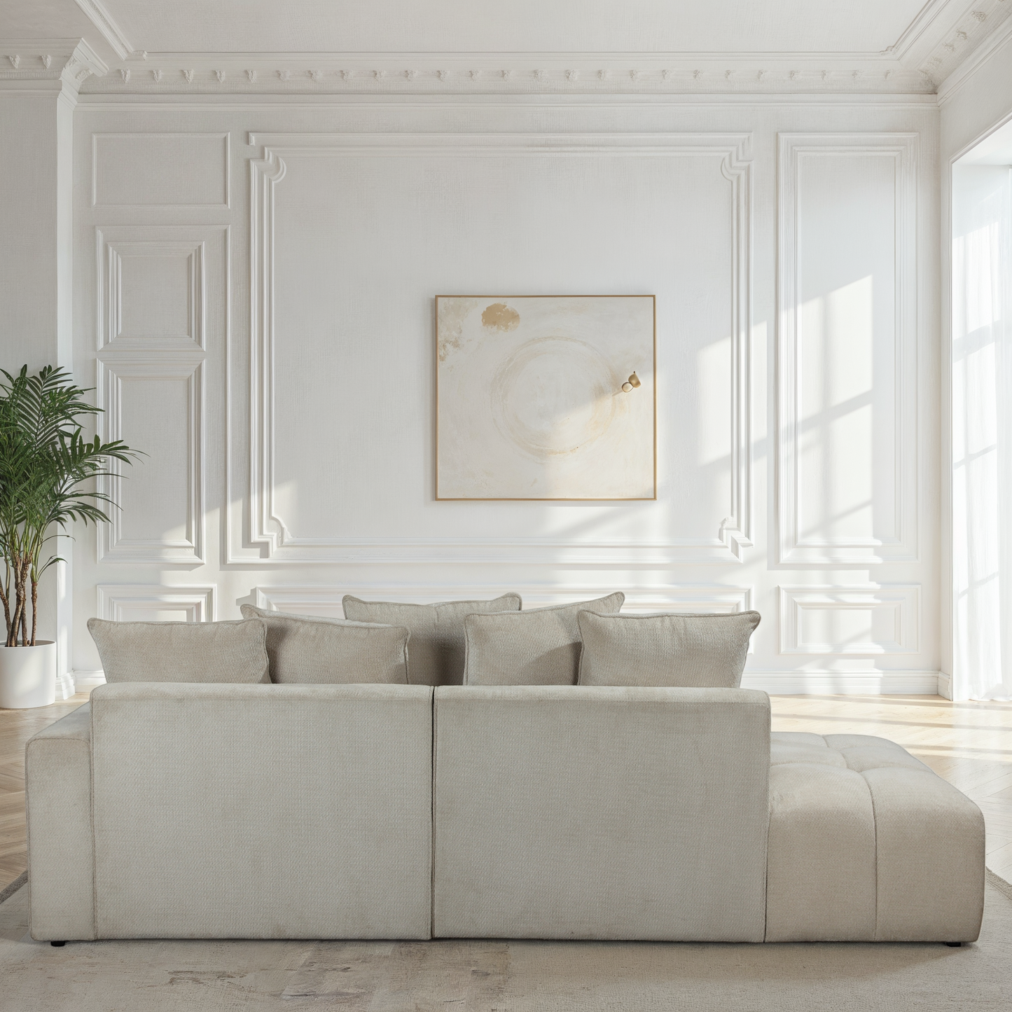 Canapé d'angle en tissu anti tache, 270x162xH97CM - MAGEVE