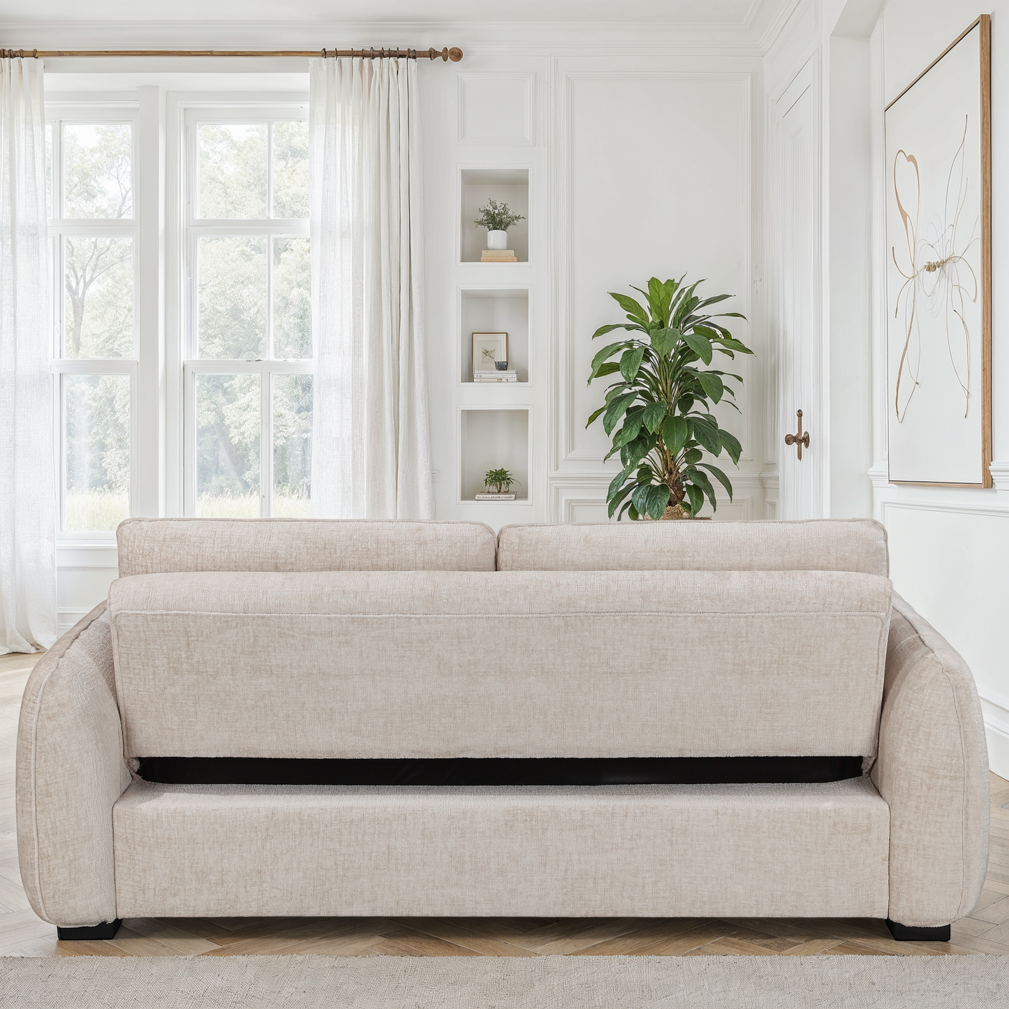 Canapé lit clic-clac convertible en tissu anti tache, 215x96xH90CM - LEON