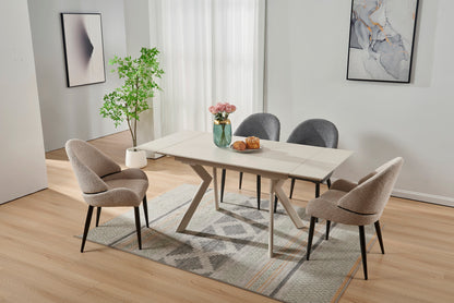 Table à manger extensible avec plateau en céramique, 140/200x80xH76CM - ARIA