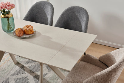 Table à manger extensible avec plateau en céramique, 140/200x80xH76CM - ARIA