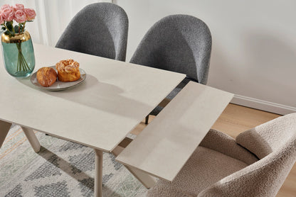 Table à manger extensible avec plateau en céramique, 140/200x80xH76CM - ARIA