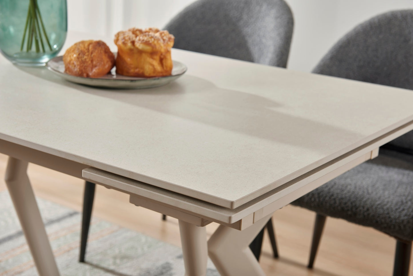 Table à manger extensible avec plateau en céramique, 140/200x80xH76CM - ARIA