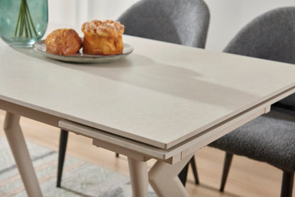Table à manger extensible avec plateau en céramique, 140/200x80xH76CM - ARIA