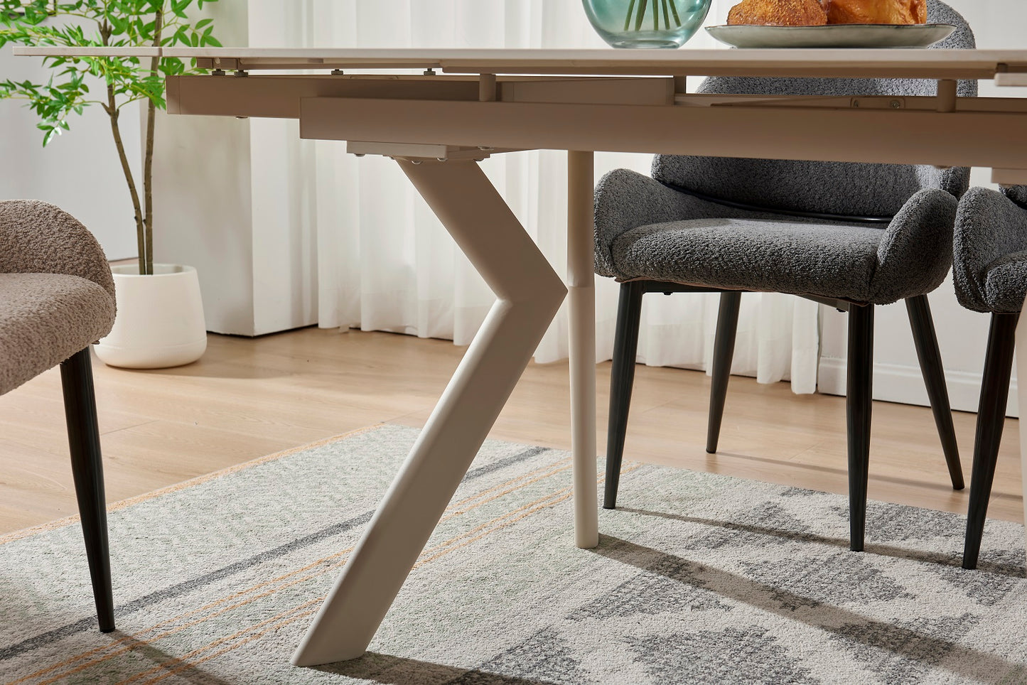 Table à manger extensible avec plateau en céramique, 140/200x80xH76CM - ARIA