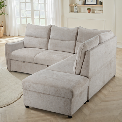 Canapé d'angle en tissu anti tache convertible, 232x217xH100CM - DALIA