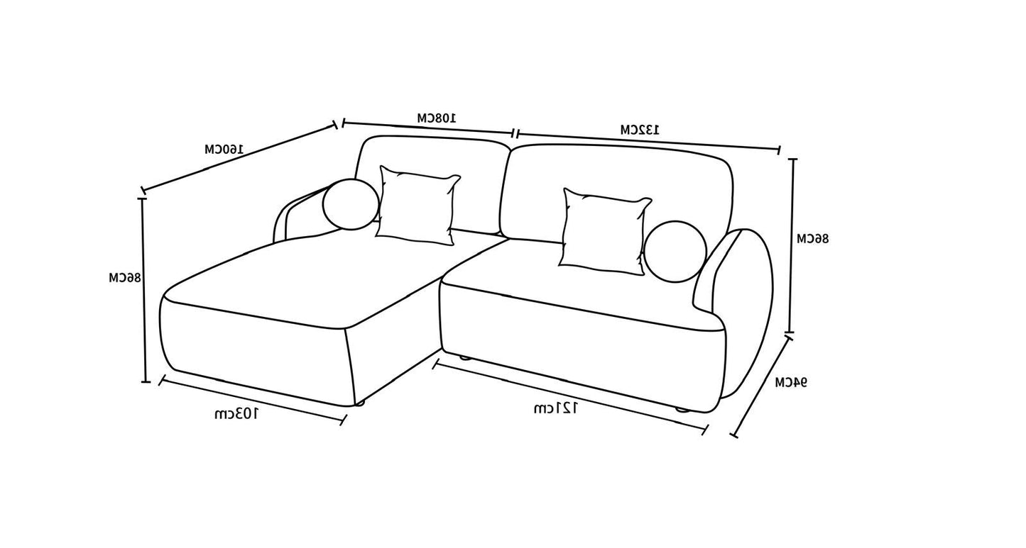 Canapé d'angle en tissu anti tache, H86CM - JENNIFER