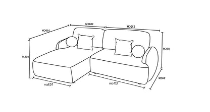 Canapé d'angle en tissu anti tache, H86CM - JENNIFER