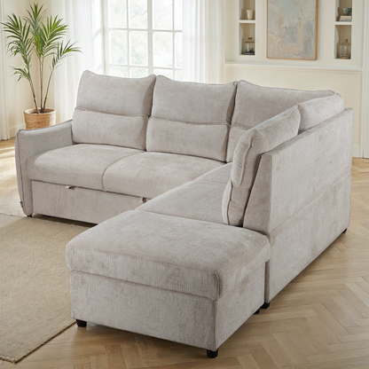 Canapé d'angle en tissu anti tache convertible, 232x217xH100CM - DALIA