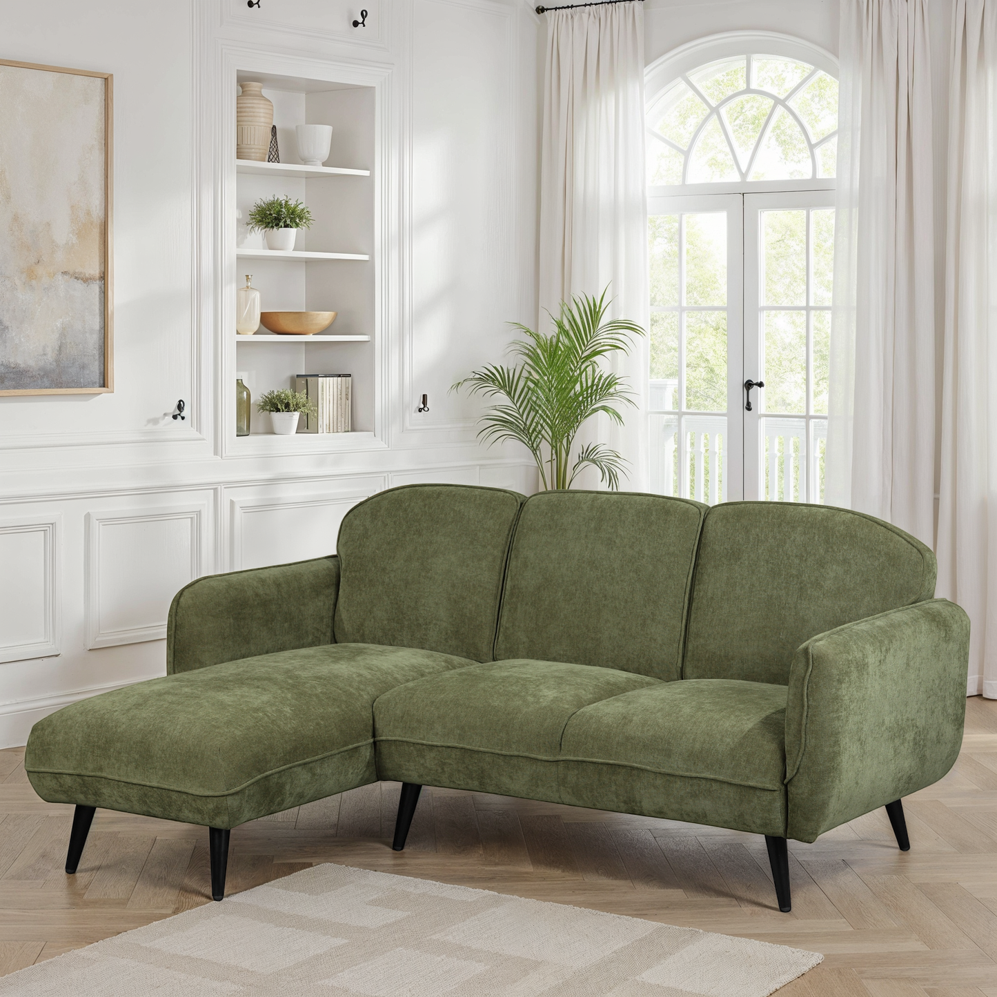 Canapé d'angle en tissu anti tache, 195x135xH84CM - CLARA