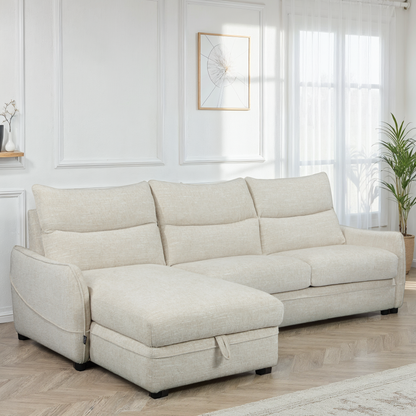 Canapé d'angle en tissu anti tache convertible, 272x164xH100CM - MARKO