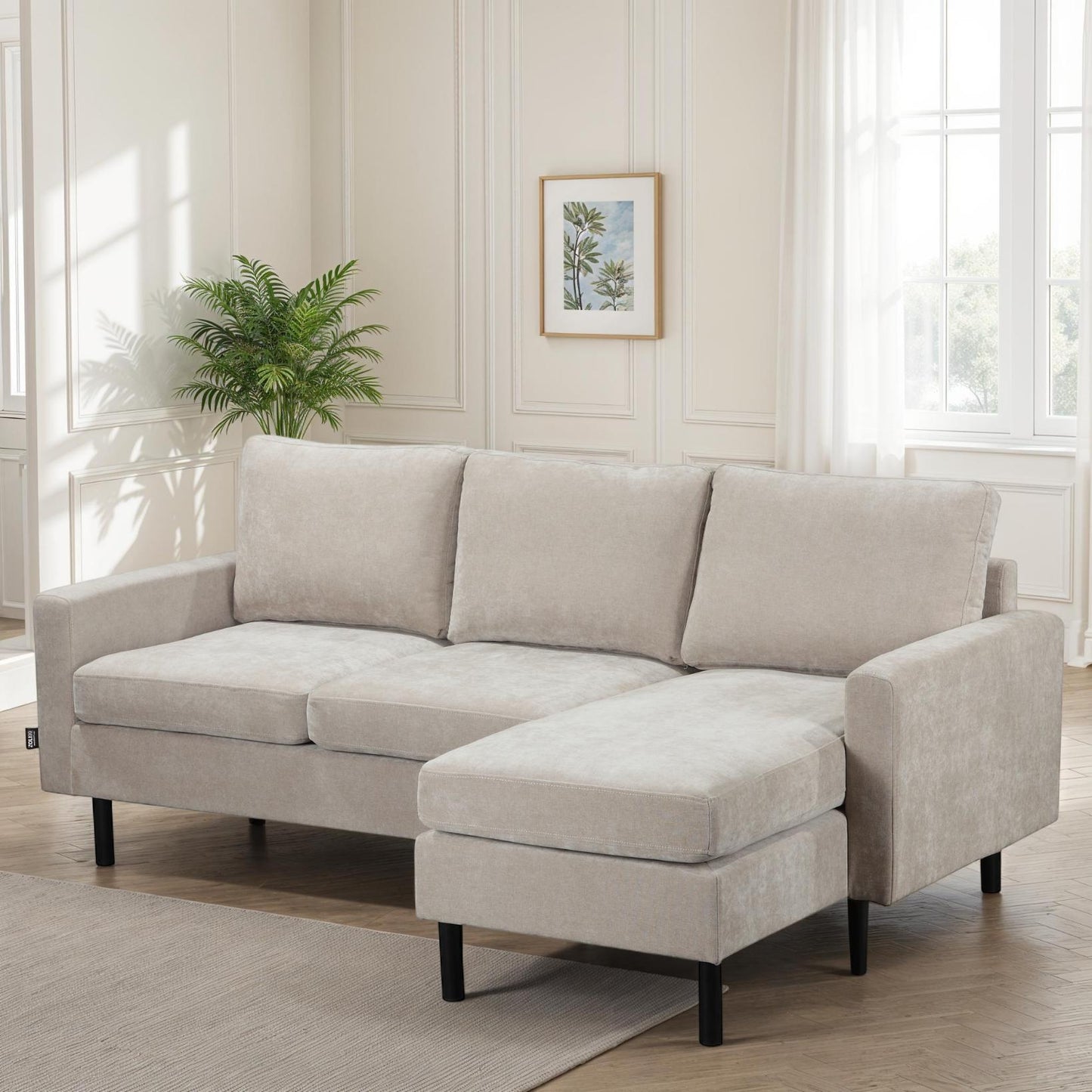 Canapé d'angle compact 3 places 200x135x80cm réversible - RIB