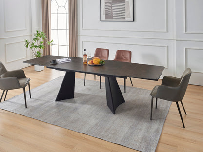 Table à manger extensible avec plateau en céramique brune 180/280x90xH76CM AMATO