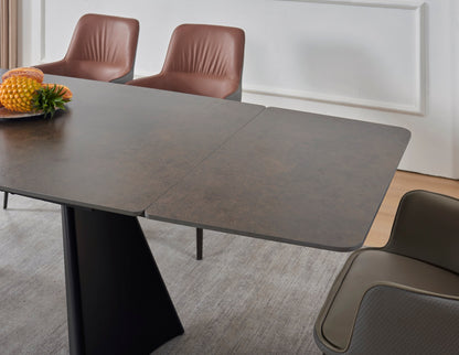 Table à manger extensible avec plateau en céramique brune 180/280x90xH76CM AMATO