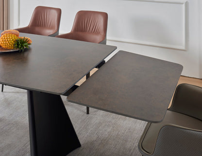 Table à manger extensible avec plateau en céramique brune 180/280x90xH76CM AMATO
